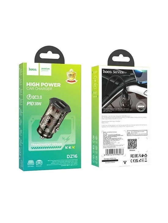 Hoco DZ16 Apex PD30W+QC3.0 Dual-Port Car Charger